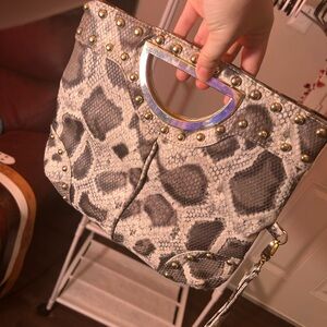 Gray snakeskin wristlet